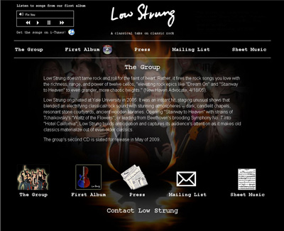 screen capture of Music Adventure website
